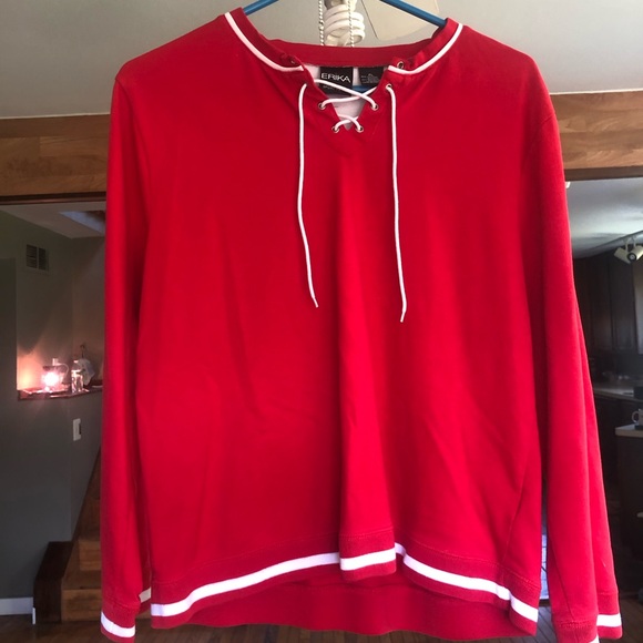 Erika Red Top with White Accents - Picture 1 of 4